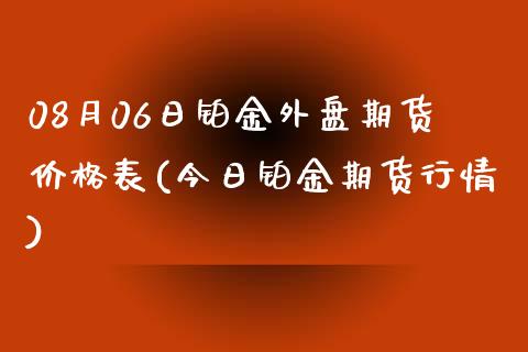 08月06日铂金外盘期货价格表(今日铂金期货行情)_https://www.qianjuhuagong.com_期货行情_第1张