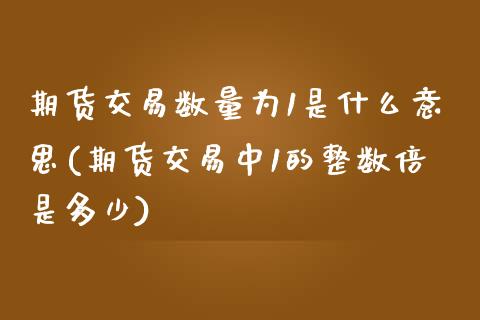 期货交易数量为1是什么意思(期货交易中1的整数倍是多少)_https://www.qianjuhuagong.com_期货开户_第1张