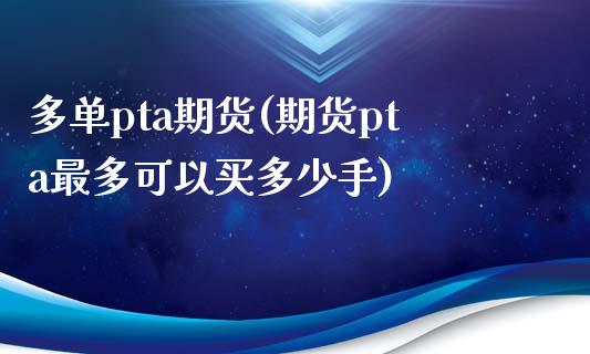 多单pta期货(期货pta最多可以买多少手)_https://www.qianjuhuagong.com_期货百科_第1张