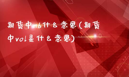 期货中mb什么意思(期货中vol是什么意思)_https://www.qianjuhuagong.com_期货百科_第1张