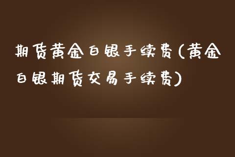 期货黄金白银手续费(黄金白银期货交易手续费)_https://www.qianjuhuagong.com_期货平台_第1张