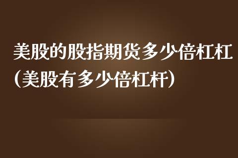 美股的股指期货多少倍杠杠(美股有多少倍杠杆)_https://www.qianjuhuagong.com_期货开户_第1张