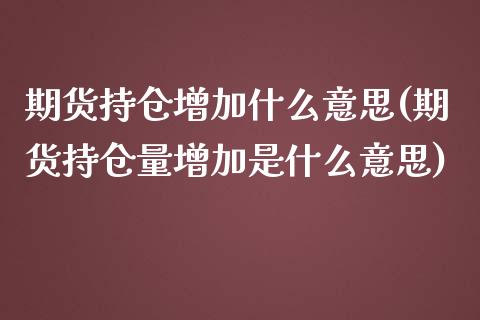 期货持仓增加什么意思(期货持仓量增加是什么意思)_https://www.qianjuhuagong.com_期货开户_第1张