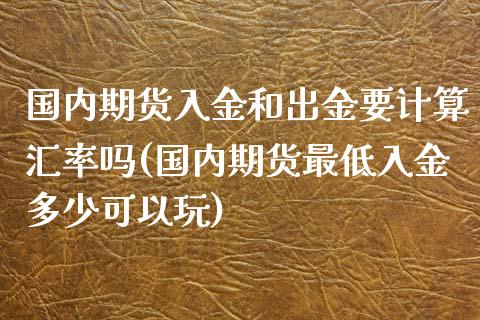 国内期货入金和出金要计算汇率吗(国内期货最低入金多少可以玩)_https://www.qianjuhuagong.com_期货百科_第1张