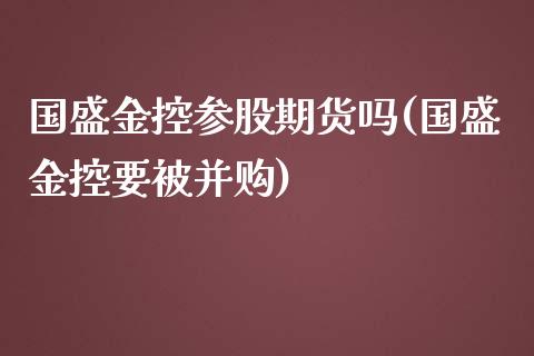 国盛金控参股期货吗(国盛金控要被并购)_https://www.qianjuhuagong.com_期货直播_第1张