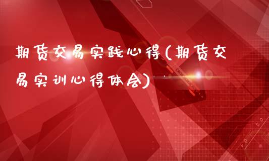 期货交易实践心得(期货交易实训心得体会)_https://www.qianjuhuagong.com_期货直播_第1张