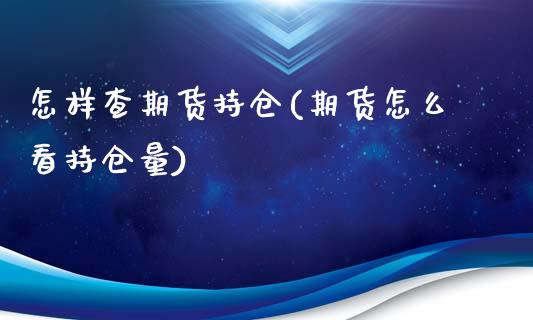 怎样查期货持仓(期货怎么看持仓量)_https://www.qianjuhuagong.com_期货百科_第1张