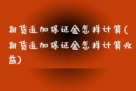 期货追加保证金怎样计算(期货追加保证金怎样计算收益)_https://www.qianjuhuagong.com_期货百科_第1张