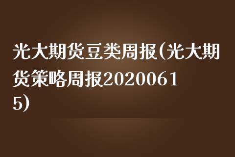 光大期货豆类周报(光大期货策略周报20200615)_https://www.qianjuhuagong.com_期货行情_第1张