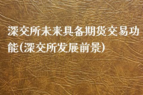 深交所未来具备期货交易功能(深交所发展前景)_https://www.qianjuhuagong.com_期货直播_第1张