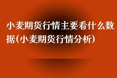 小麦期货行情主要看什么数据(小麦期货行情分析)_https://www.qianjuhuagong.com_期货行情_第1张