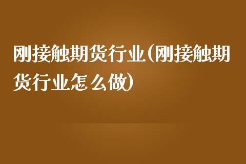 刚接触期货行业(刚接触期货行业怎么做)_https://www.qianjuhuagong.com_期货开户_第1张