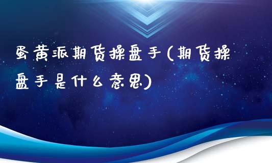 蛋黄派期货操盘手(期货操盘手是什么意思)_https://www.qianjuhuagong.com_期货开户_第1张