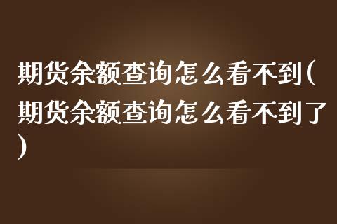 期货余额查询怎么看不到(期货余额查询怎么看不到了)_https://www.qianjuhuagong.com_期货百科_第1张