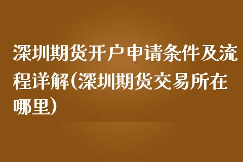 深圳期货开户申请条件及流程详解(深圳期货交易所在哪里)_https://www.qianjuhuagong.com_期货行情_第1张