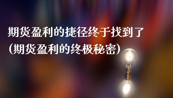 期货盈利的捷径终于找到了(期货盈利的终极秘密)_https://www.qianjuhuagong.com_期货百科_第1张