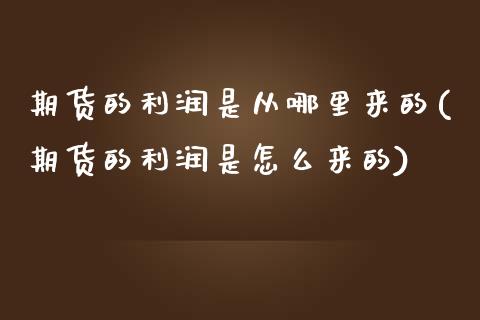 期货的利润是从哪里来的(期货的利润是怎么来的)_https://www.qianjuhuagong.com_期货平台_第1张