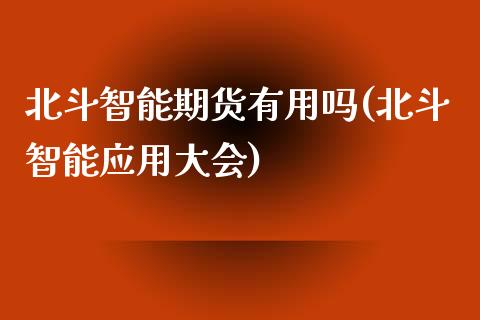 北斗智能期货有用吗(北斗智能应用大会)_https://www.qianjuhuagong.com_期货百科_第1张