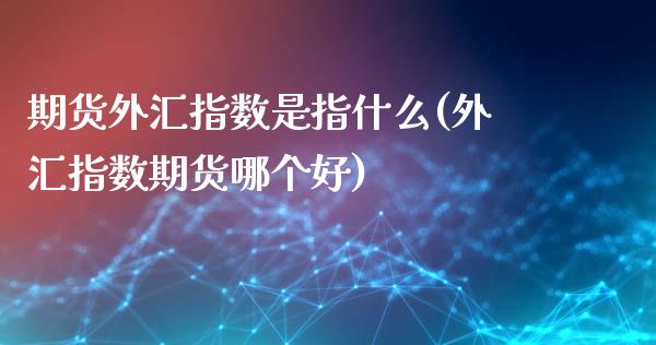 期货外汇指数是指什么(外汇指数期货哪个好)_https://www.qianjuhuagong.com_期货开户_第1张