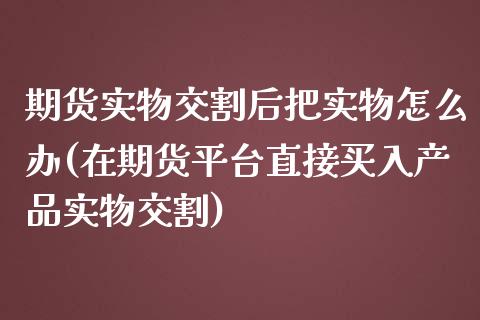 期货实物交割后把实物怎么办(在期货平台直接买入产品实物交割)_https://www.qianjuhuagong.com_期货行情_第1张