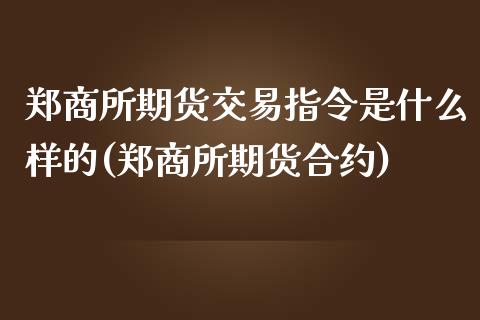 郑商所期货交易指令是什么样的(郑商所期货合约)_https://www.qianjuhuagong.com_期货直播_第1张