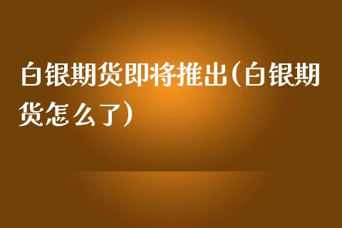 白银期货即将推出(白银期货怎么了)_https://www.qianjuhuagong.com_期货开户_第1张