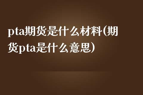 pta期货是什么材料(期货pta是什么意思)_https://www.qianjuhuagong.com_期货百科_第1张