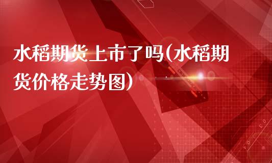 水稻期货上市了吗(水稻期货价格走势图)_https://www.qianjuhuagong.com_期货开户_第1张