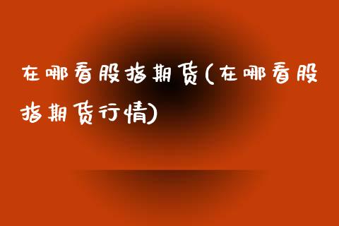 在哪看股指期货(在哪看股指期货行情)_https://www.qianjuhuagong.com_期货平台_第1张