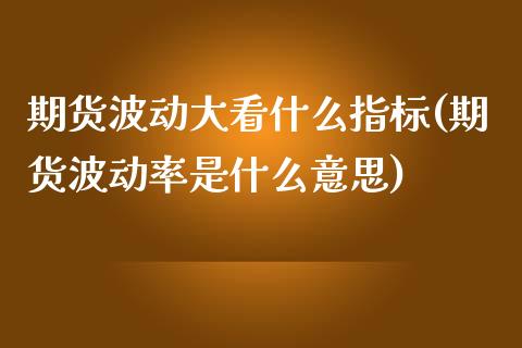 期货波动大看什么指标(期货波动率是什么意思)_https://www.qianjuhuagong.com_期货开户_第1张