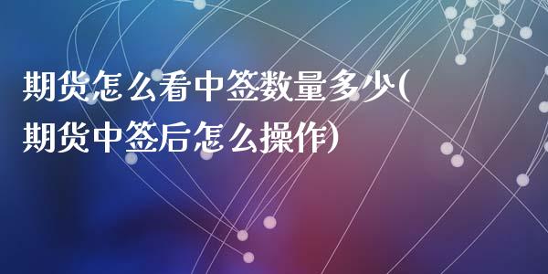 期货怎么看中签数量多少(期货中签后怎么操作)_https://www.qianjuhuagong.com_期货行情_第1张