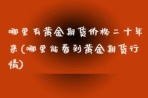 哪里有黄金期货价格二十年来(哪里能看到黄金期货行情)_https://www.qianjuhuagong.com_期货平台_第1张