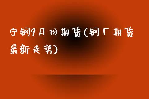 宁钢9月份期货(钢厂期货最新走势)_https://www.qianjuhuagong.com_期货开户_第1张