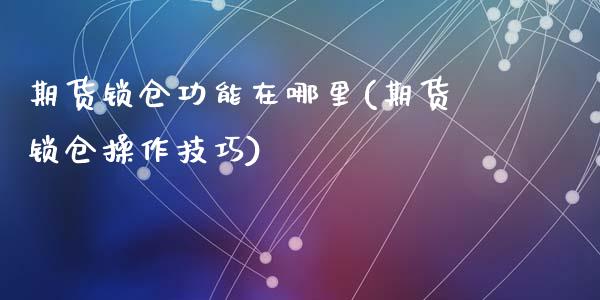 期货锁仓功能在哪里(期货锁仓操作技巧)_https://www.qianjuhuagong.com_期货行情_第1张