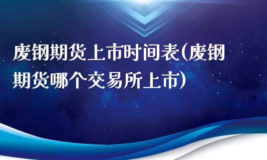 废钢期货上市时间表(废钢期货哪个交易所上市)_https://www.qianjuhuagong.com_期货行情_第1张