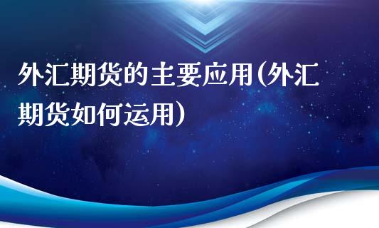 外汇期货的主要应用(外汇期货如何运用)_https://www.qianjuhuagong.com_期货百科_第1张