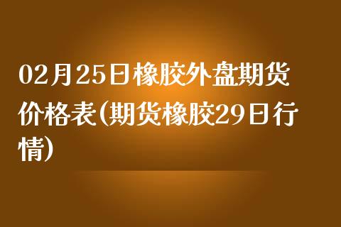 02月25日橡胶外盘期货价格表(期货橡胶29日行情)_https://www.qianjuhuagong.com_期货直播_第1张