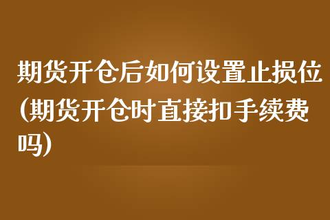 期货开仓后如何设置止损位(期货开仓时直接扣手续费吗)_https://www.qianjuhuagong.com_期货开户_第1张