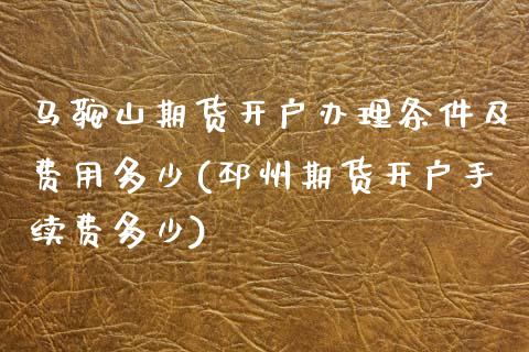 马鞍山期货开户办理条件及费用多少(邳州期货开户手续费多少)_https://www.qianjuhuagong.com_期货开户_第1张