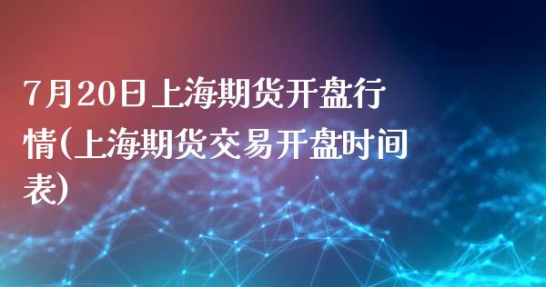 7月20日上海期货开盘行情(上海期货交易开盘时间表)_https://www.qianjuhuagong.com_期货平台_第1张