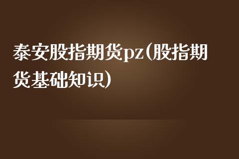 泰安股指期货pz(股指期货基础知识)_https://www.qianjuhuagong.com_期货百科_第1张