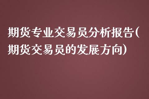 期货专业交易员分析报告(期货交易员的发展方向)_https://www.qianjuhuagong.com_期货平台_第1张