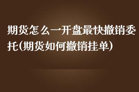 期货怎么一开盘最快撤销委托(期货如何撤销挂单)_https://www.qianjuhuagong.com_期货行情_第1张