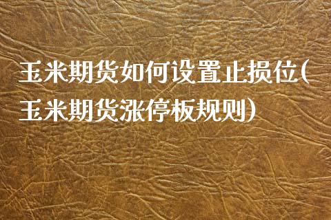 玉米期货如何设置止损位(玉米期货涨停板规则)_https://www.qianjuhuagong.com_期货平台_第1张