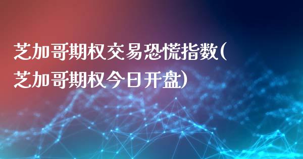 芝加哥期权交易恐慌指数(芝加哥期权今日开盘)_https://www.qianjuhuagong.com_期货直播_第1张