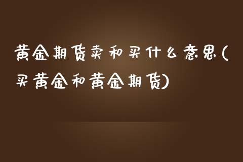 黄金期货卖和买什么意思(买黄金和黄金期货)_https://www.qianjuhuagong.com_期货行情_第1张