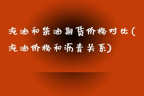 汽油和柴油期货价格对比(汽油价格和沥青关系)_https://www.qianjuhuagong.com_期货平台_第1张