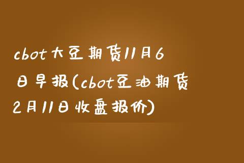 cbot大豆期货11月6日早报(cbot豆油期货2月11日收盘报价)_https://www.qianjuhuagong.com_期货百科_第1张