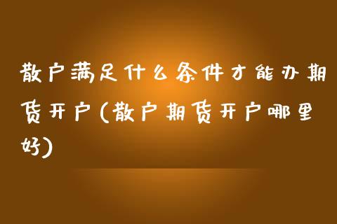 散户满足什么条件才能办期货开户(散户期货开户哪里好)_https://www.qianjuhuagong.com_期货百科_第1张