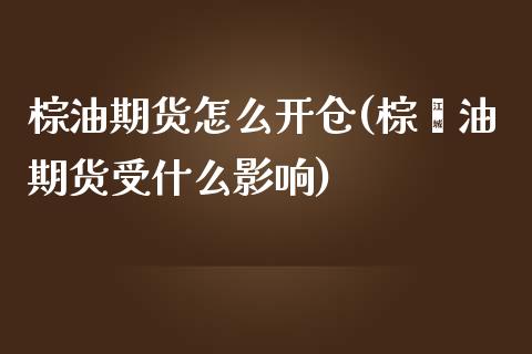 棕油期货怎么开仓(棕榈油期货受什么影响)_https://www.qianjuhuagong.com_期货直播_第1张